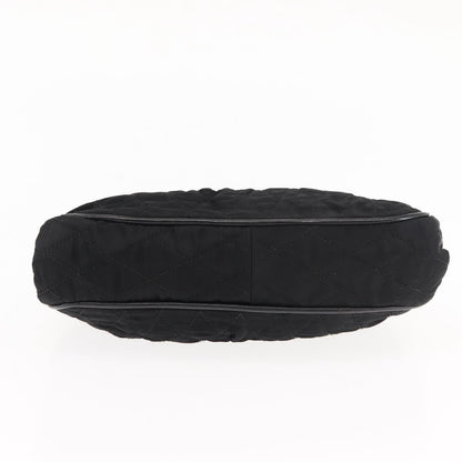 Chanel Chain Clutch Canvas and Leather, Black, Satin, Shoulder Bag