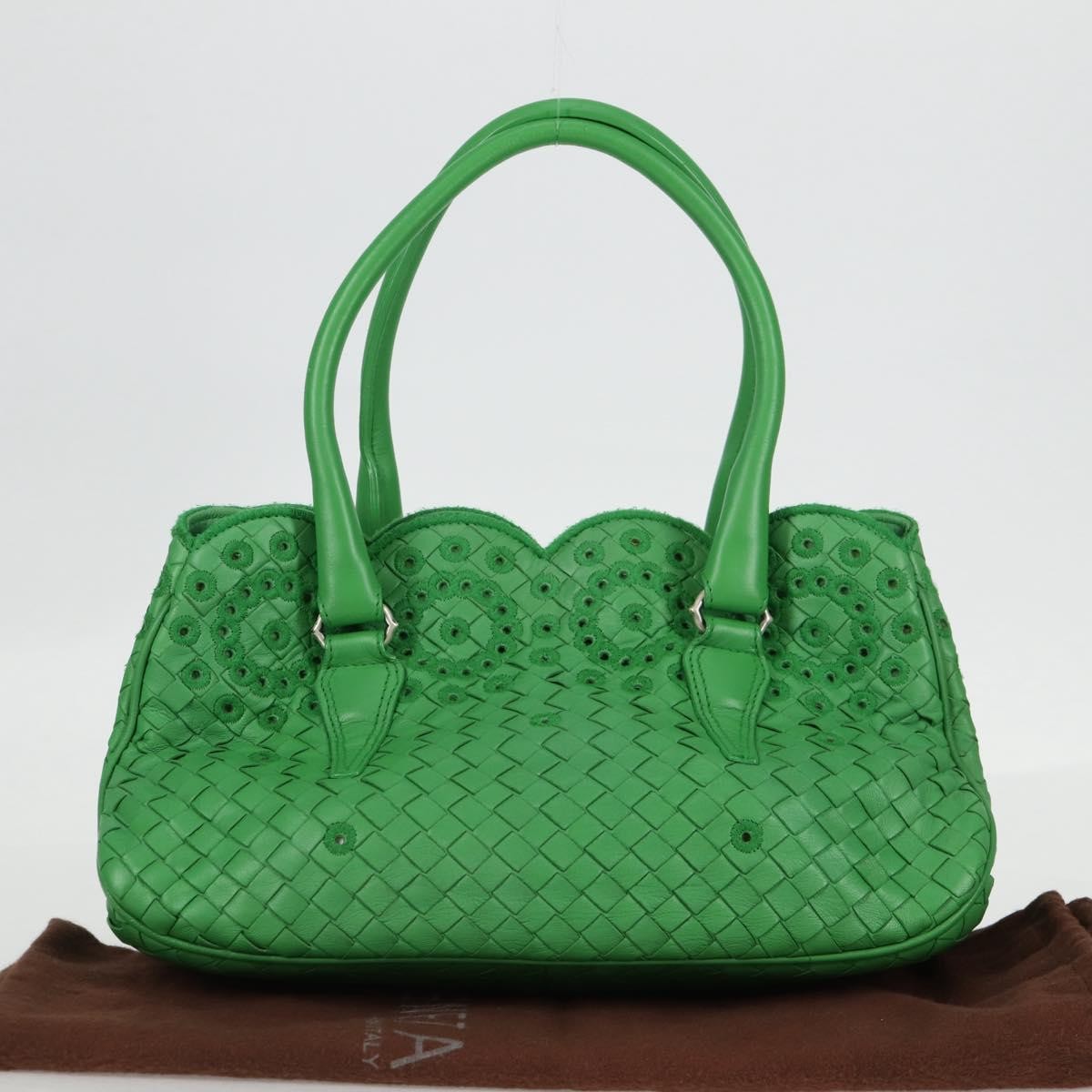 Bottega Veneta Intrecciato Leather, GREEN, LEATHER, Handbag