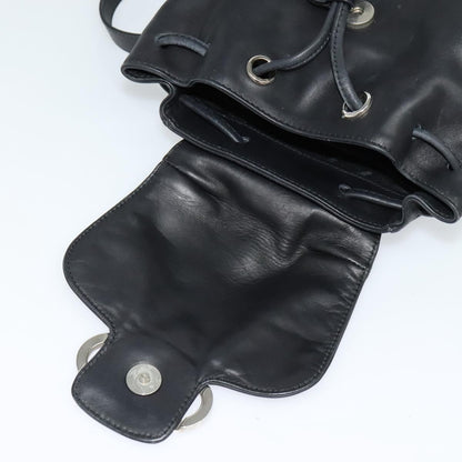 Salvatore Ferragamo Gancini Flap Drawstring Backpack Leather, BLACK, LEATHER, Backpack