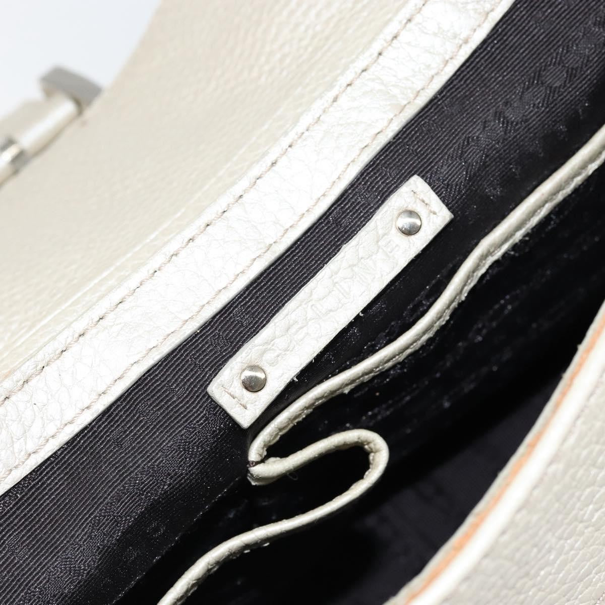 Celine Vintage Buckle Shoulder Bag Leather, WHITE, LEATHER, Shoulder bag