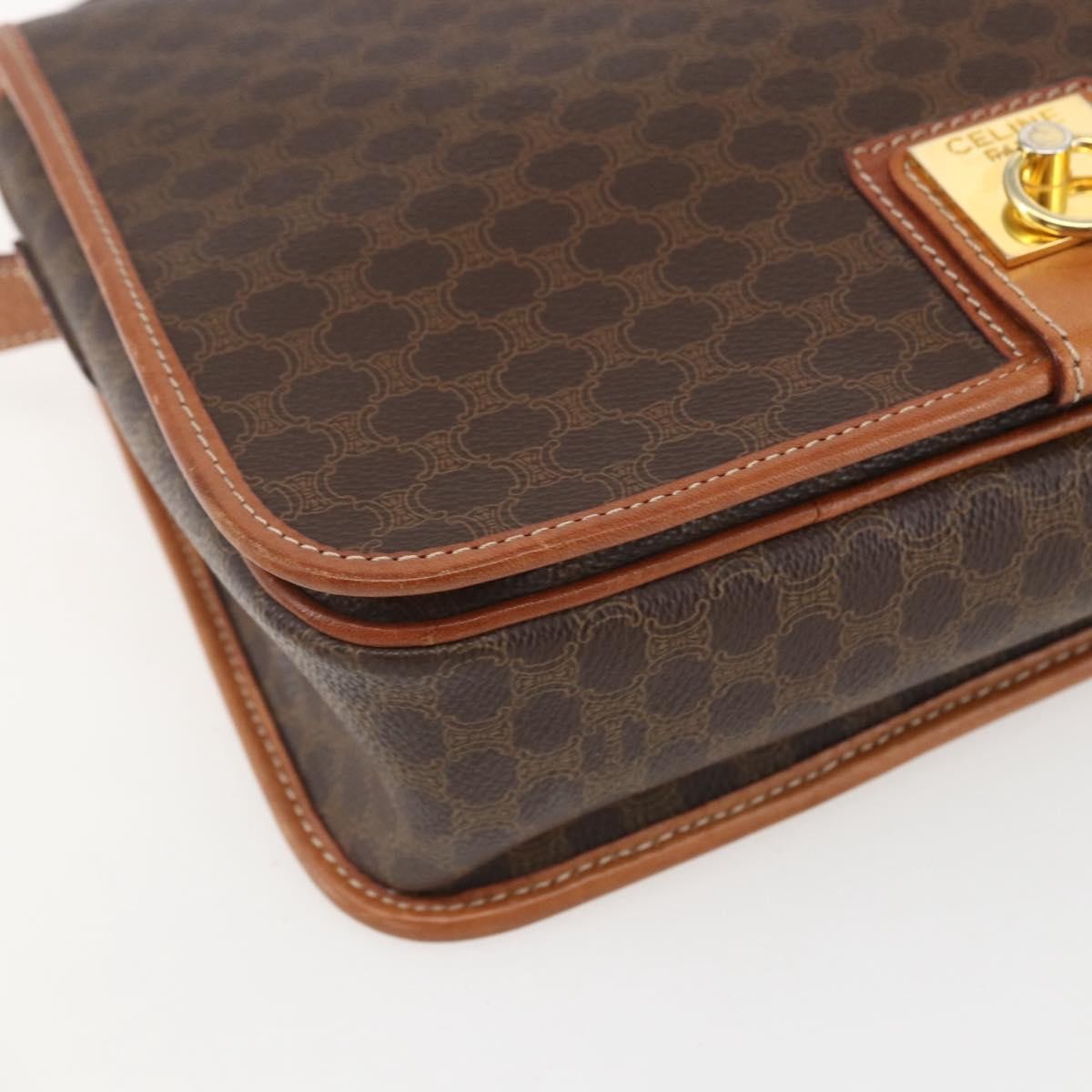 Celine Vintage Macadam Shoulder Bag Canvas and Leather, BROWN, CANVAS, Shoulder bag