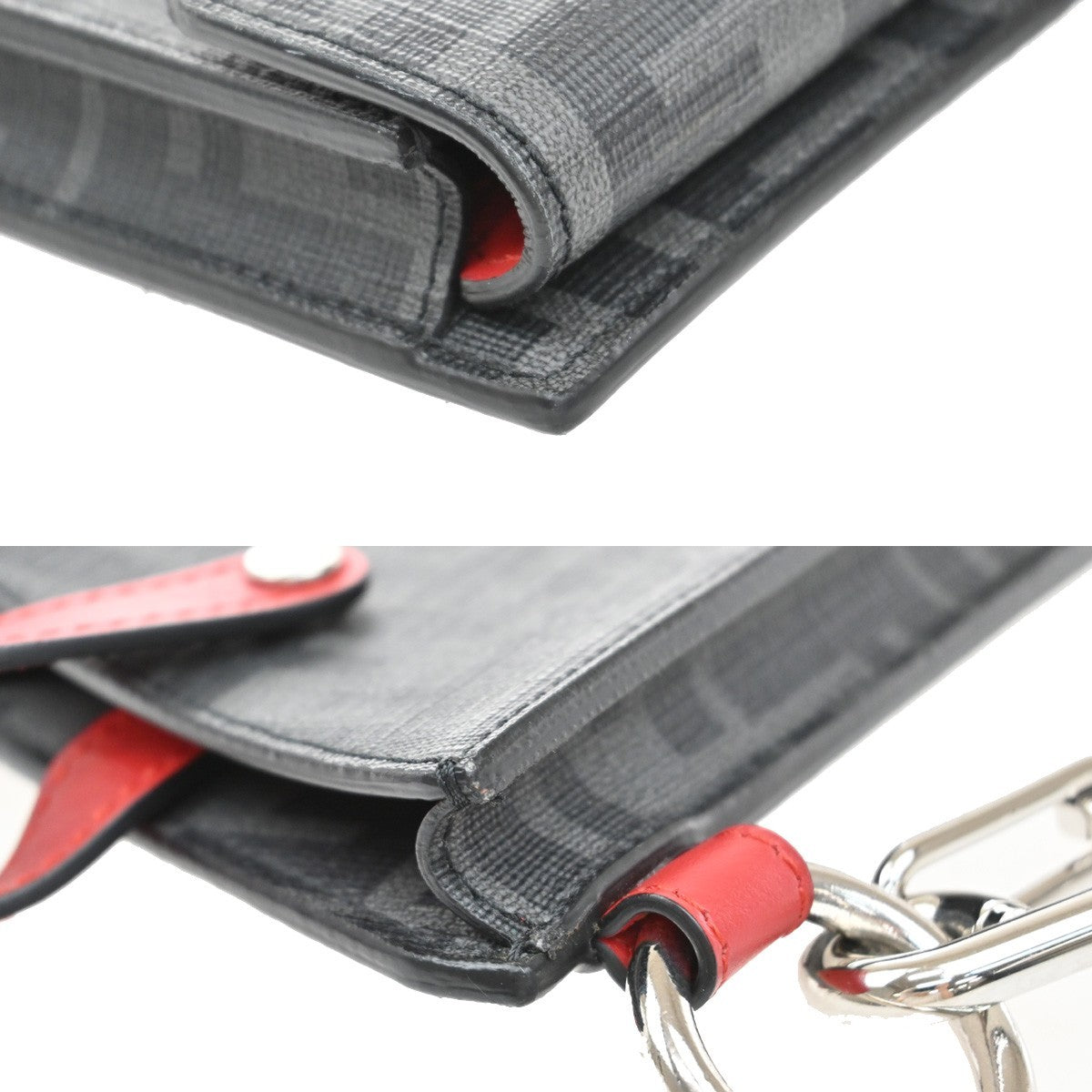 Fendi Charm Key Holder Zucca canvas, BLACK, CANVAS, Charms and Keychains