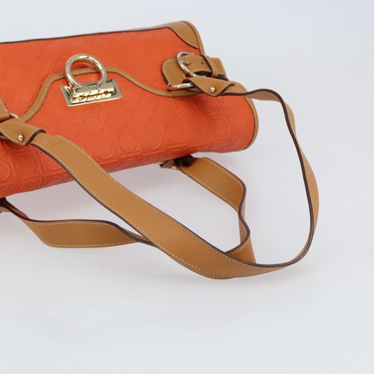 Salvatore Ferragamo Gancini Shoulder Bag Canvas, ORANGE, PVC, Shoulder bag