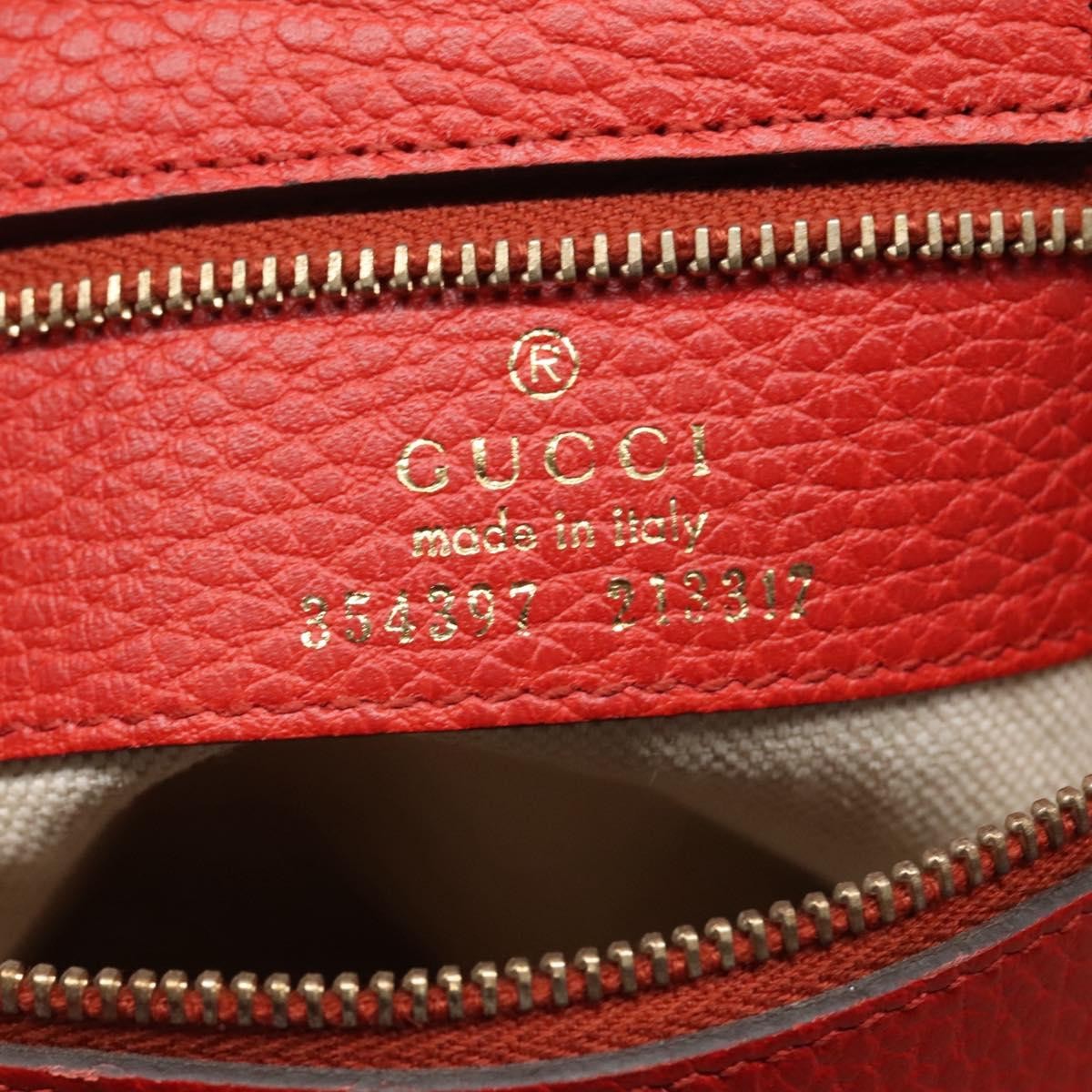 Gucci Swing Tote Leather, RED, LEATHER, Tote bag