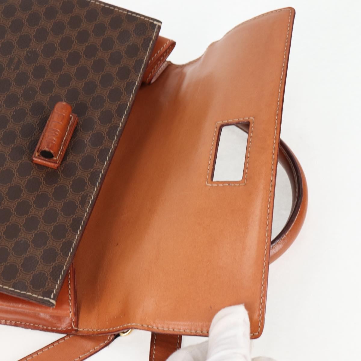 Celine Vintage Convertible Top Handle Bag Macadam Coated Canvas, BROWN, CANVAS, Handbag