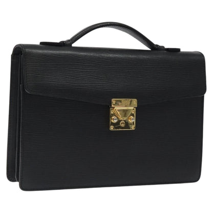 Versace Lock Flap Briefcase Leather, BLACK, LEATHER, Briefcase