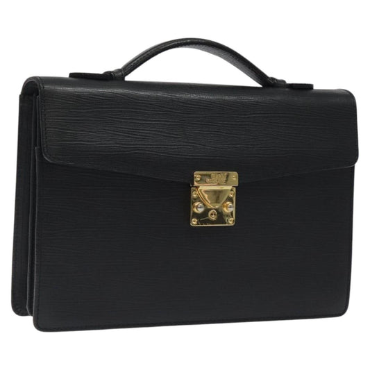 Versace Lock Flap Briefcase Leather, BLACK, LEATHER, Briefcase