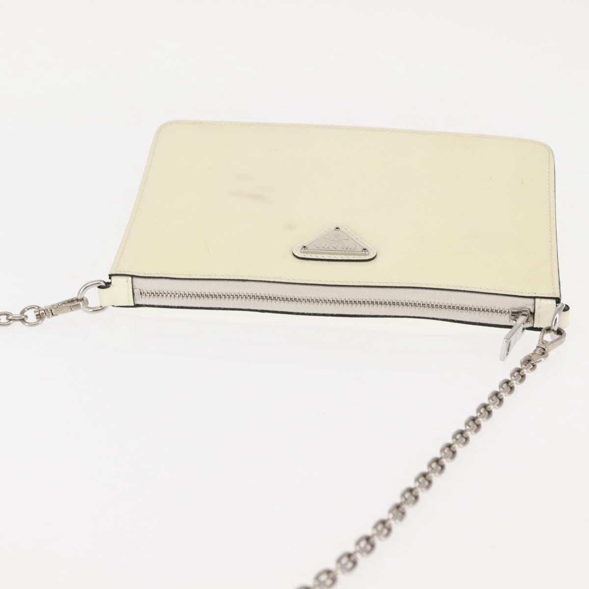 Prada Chain Crossbody Bag Vernice Saffiano Leather, WHITE, LEATHER, Shoulder bag