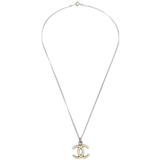 Chanel CC Logo Pendant Necklace Metal, SILVER, SILVER_PLATED, Necklace