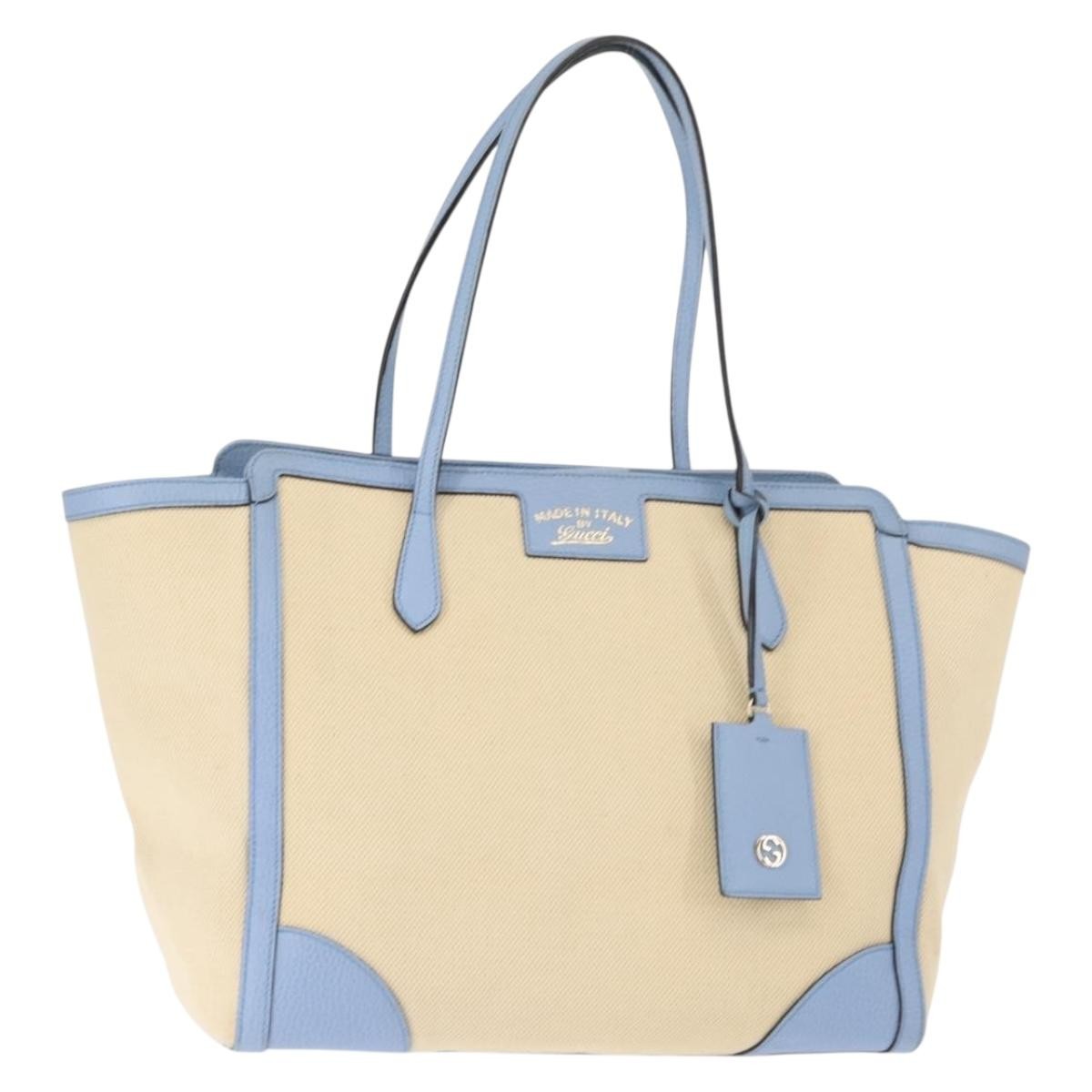 Gucci Swing Tote Canvas and Leather, BEIGE, CANVAS, Tote bag