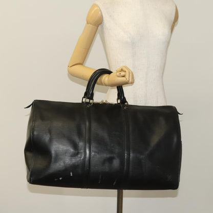 Louis Vuitton Keepall Bag Epi Leather, BLACK, LEATHER, Travel bag