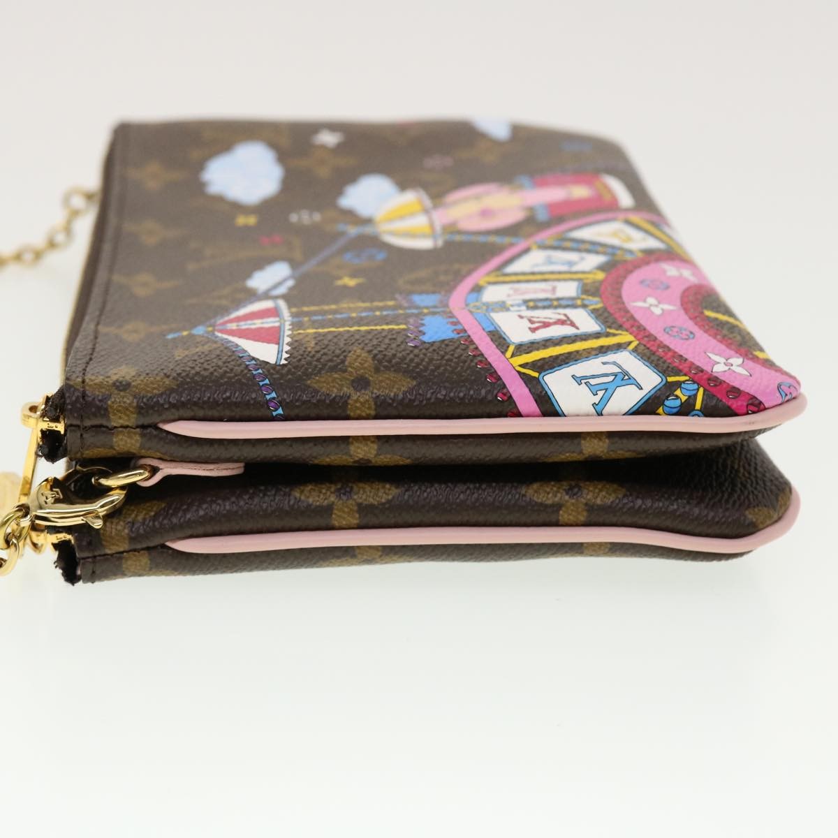 Louis Vuitton Double Zip Pochette Limited Edition Vivienne Xmas Monogram Canvas, BROWN, CANVAS, Clutche & pouche