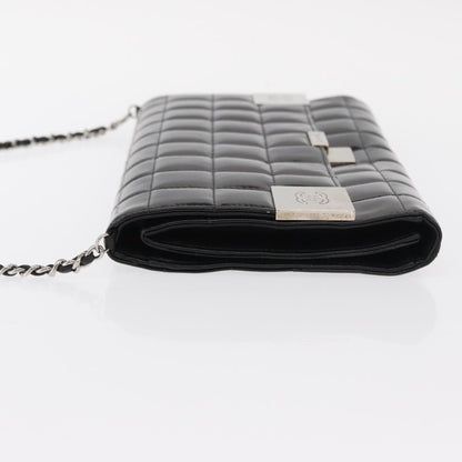 Chanel Chocolate Bar Chain Clutch Quilted Patent, BLACK, PATENT_LEATHER, Clutche & pouche