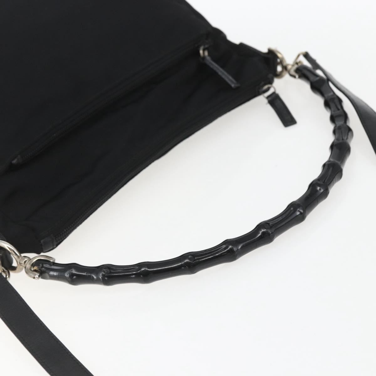 Gucci Vintage Bamboo Shoulder Bag Nylon, BLACK, NYLON, Shoulder bag