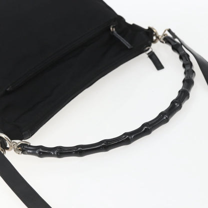 Gucci Vintage Bamboo Shoulder Bag Nylon, BLACK, NYLON, Shoulder bag