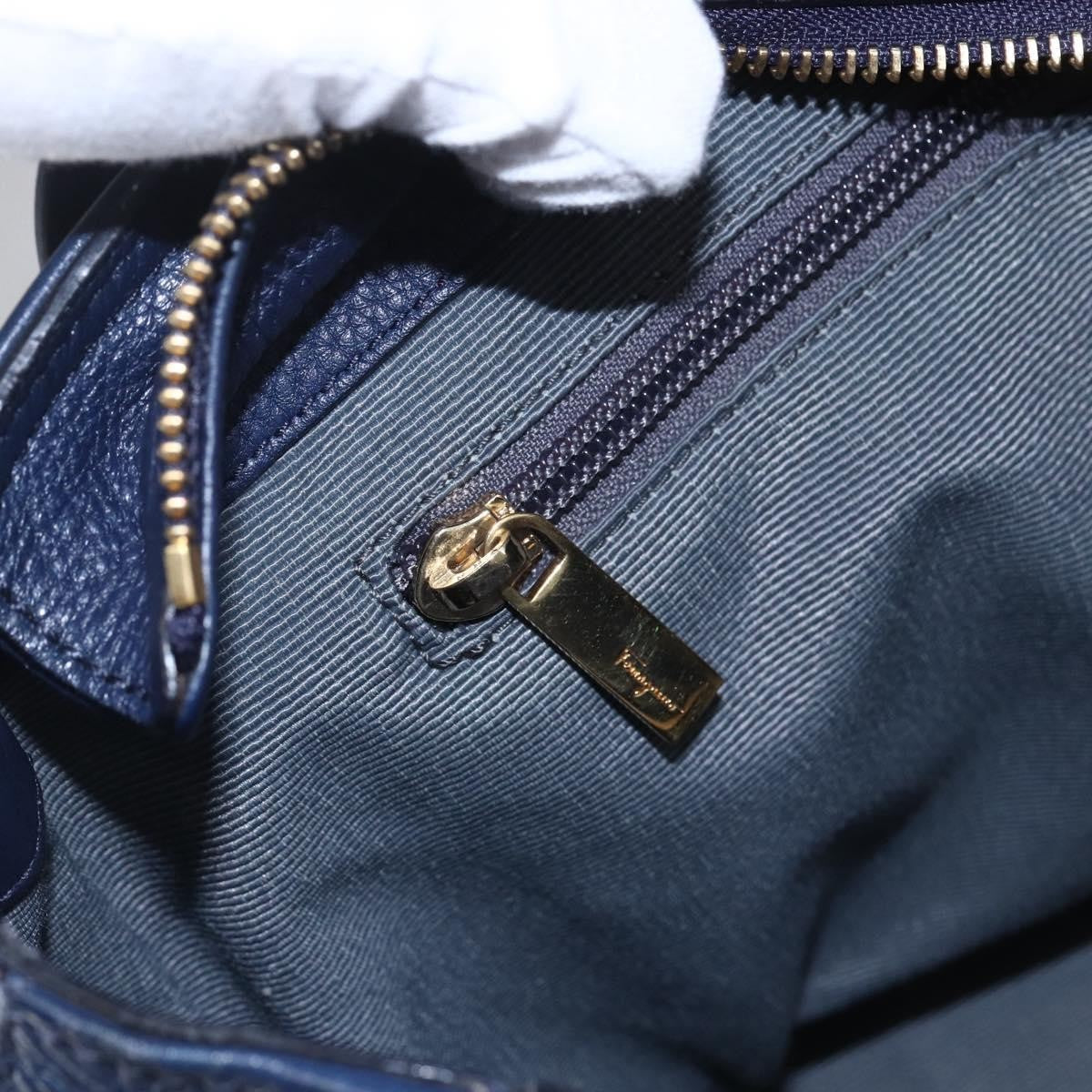 Salvatore Ferragamo Izzie Gancini Embossed Tote Soft Calf, BLUE, LEATHER, Tote bag