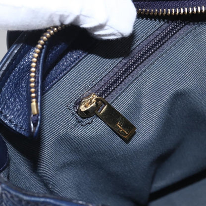 Salvatore Ferragamo Izzie Gancini Embossed Tote Soft Calf, BLUE, LEATHER, Tote bag