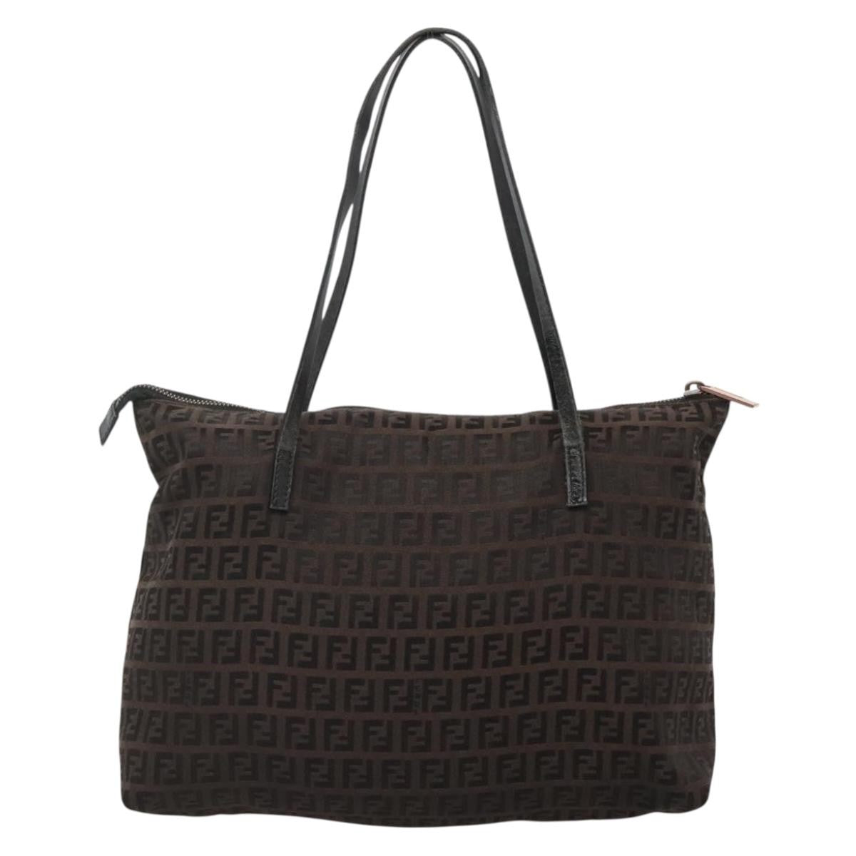 Fendi Roll Tote Zucca Canvas, BROWN, CANVAS, Tote bag