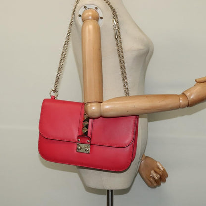 Valentino Garavani Rolling Rockstud Glam Lock Shoulder Bag Leather, PINK, LEATHER, Shoulder bag