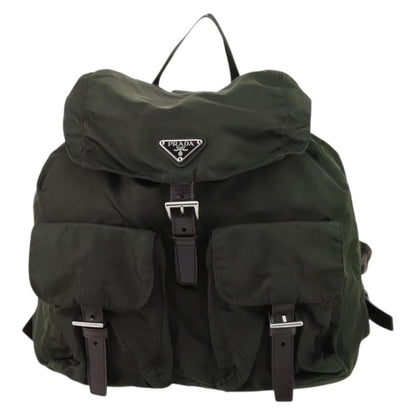 Prada Corsaire Backpack Embroidered Quilted Denim, KHAKI, NYLON, Backpack