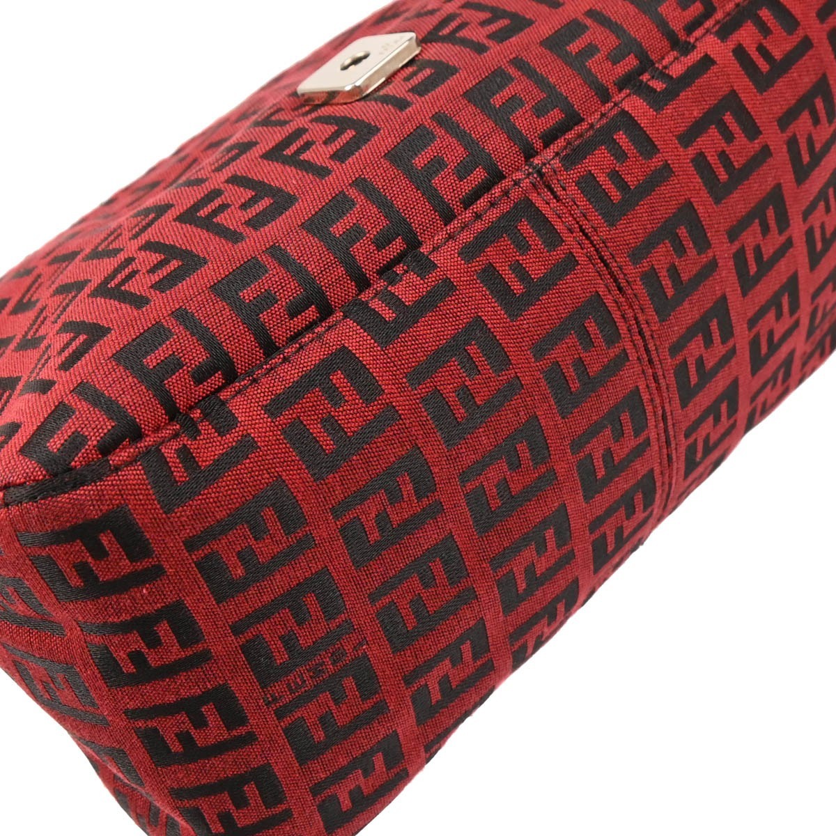 Fendi Mamma Baguette Zucca canvas, RED, CANVAS, Handbag