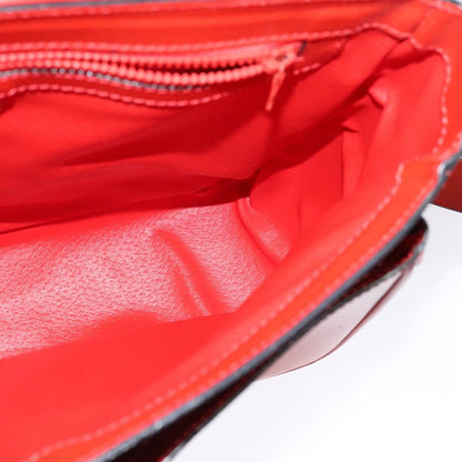 Celine Circle logo Leather, RED, LEATHER, Shoulder bag
