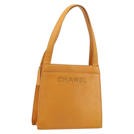 Chanel Vintage Logo Tote Leather, Camel, Leather, Tote Bag