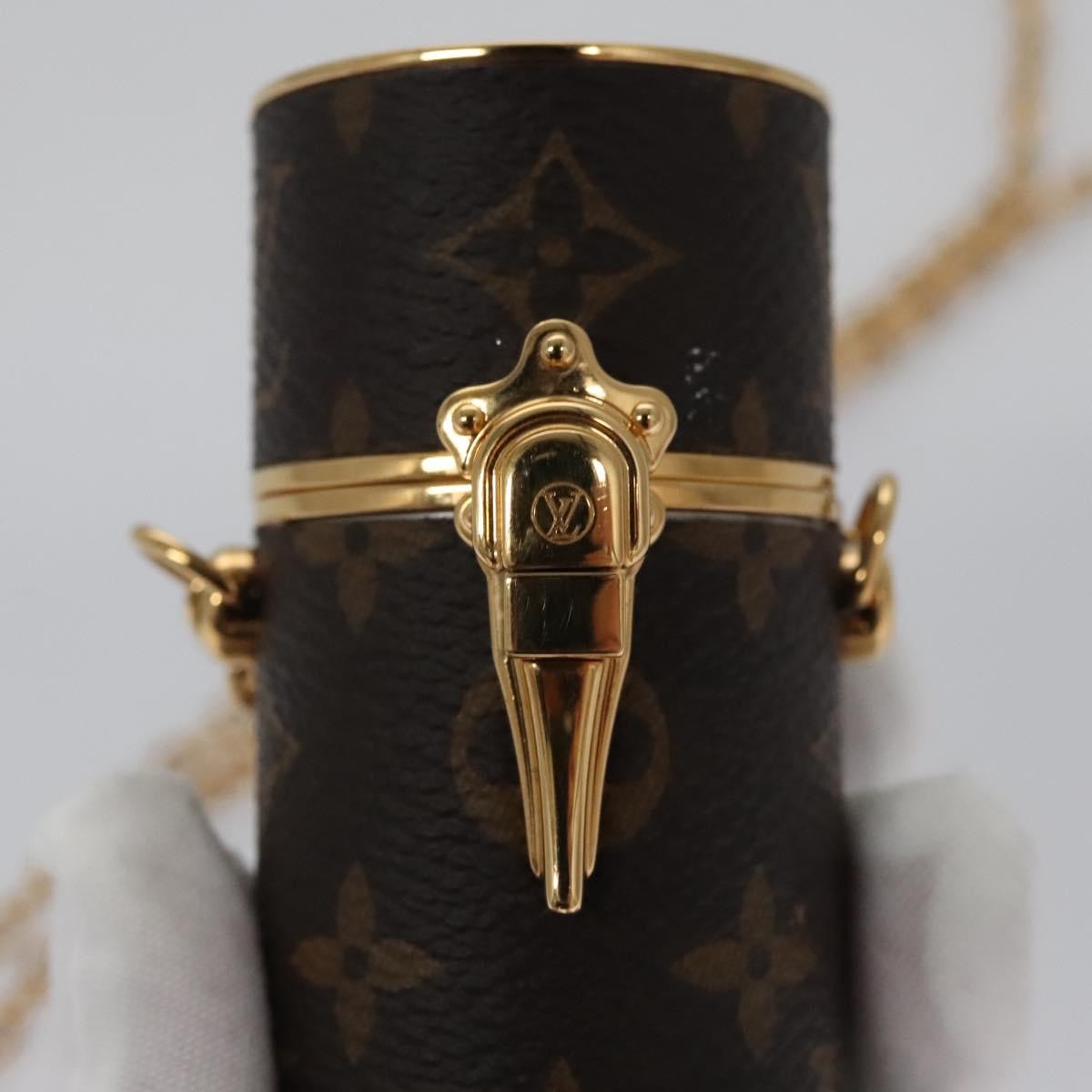 Louis Vuitton Lipstick Case on Chain Monogram Canvas, BROWN, CANVAS, Clutche & pouche