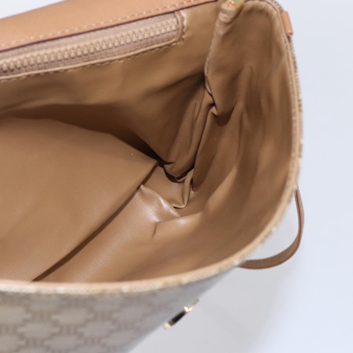 Celine Vintage Macadam Shoulder Bag Canvas and Leather, BEIGE, CANVAS, Shoulder bag