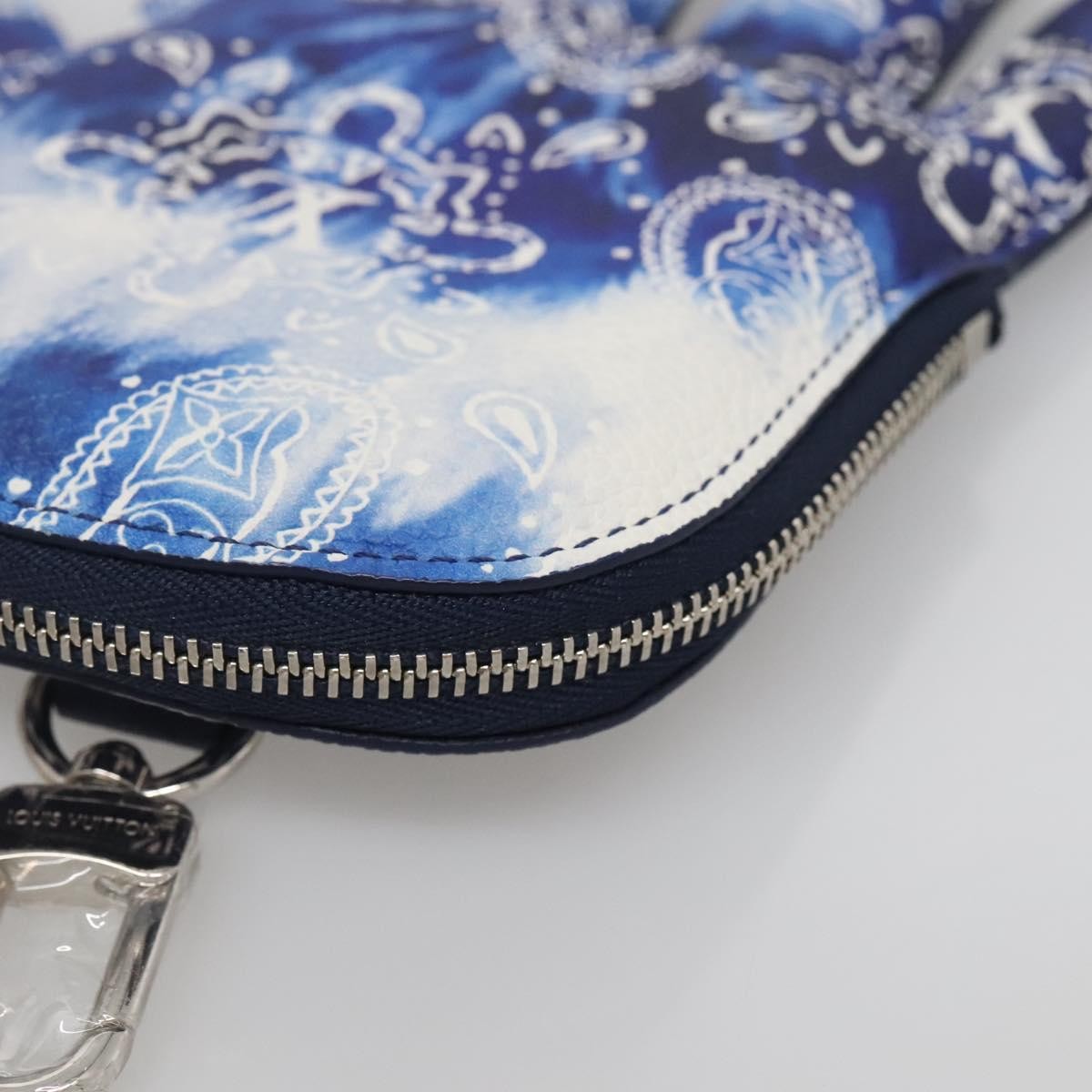 Louis Vuitton Key Pouch Bandana Monogram, BLUE, CANVAS, Wallets