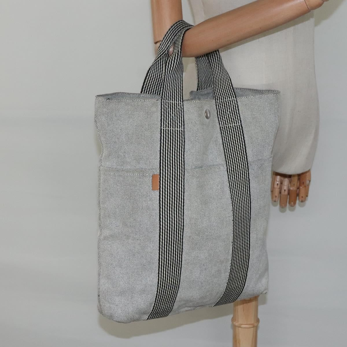 Hermes Fourre Tout Tote Canvas, GRAY, CANVAS, Tote bag