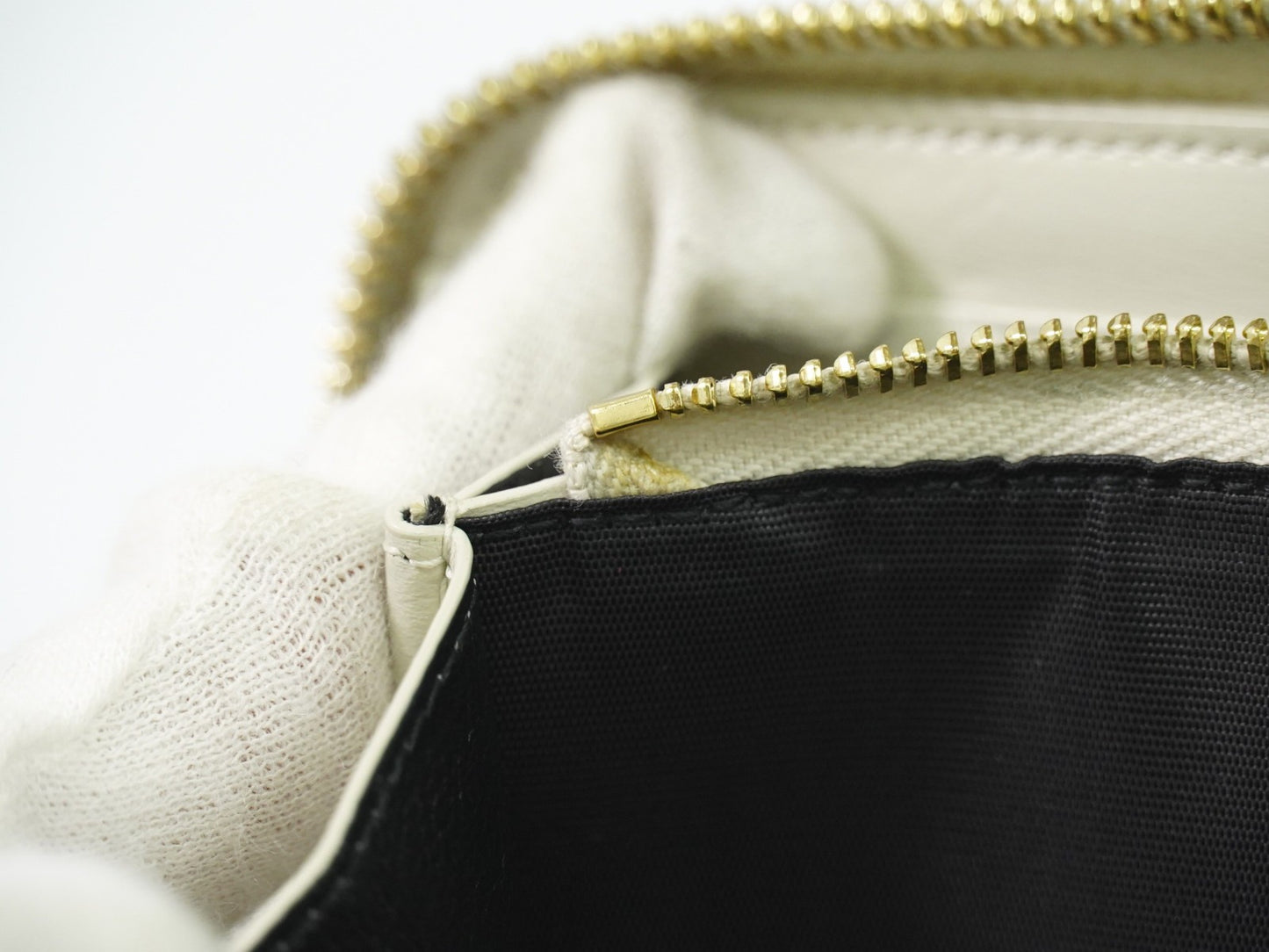 Saint Laurent Tiny Monogram Zip Around Wallet Leather, ECRU, LEATHER, Wallets