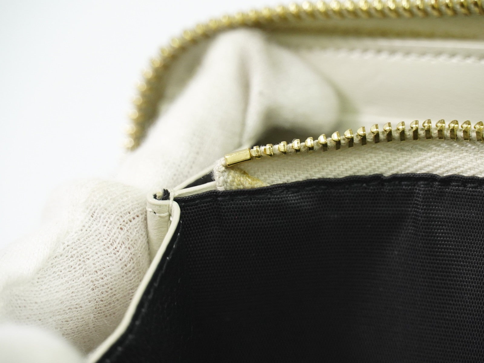 Saint Laurent Tiny Monogram Zip Around Wallet Leather, ECRU, LEATHER, Wallets