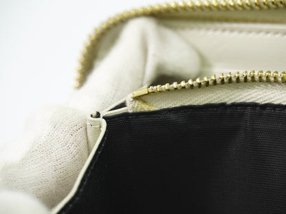 Saint Laurent Tiny Monogram Zip Around Wallet Leather, ECRU, LEATHER, Wallets