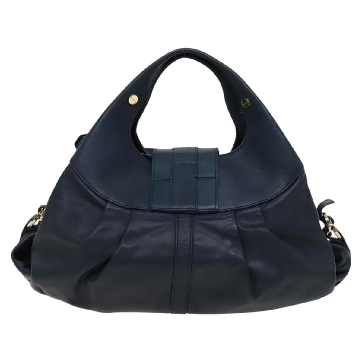 Bvlgari Chandra Hobo Leather, BLUE, LEATHER, Handbag