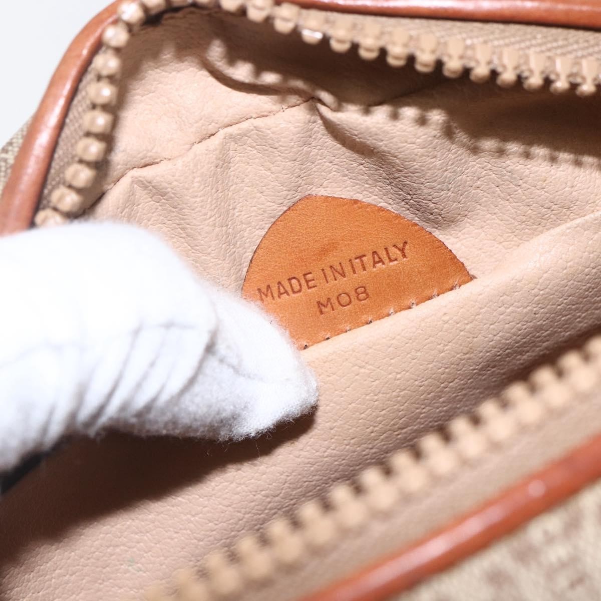 Celine Vintage Macadam Shoulder Bag Canvas and Leather, BEIGE, CANVAS, Shoulder bag