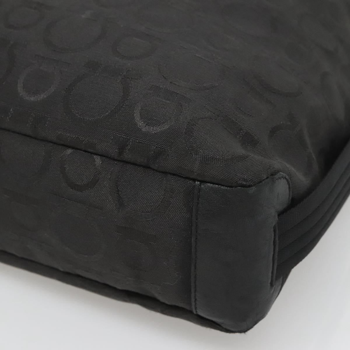 Salvatore Ferragamo Gancini Shoulder Bag Canvas, BLACK, CANVAS, Shoulder bag