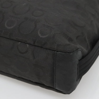 Salvatore Ferragamo Gancini Shoulder Bag Canvas, BLACK, CANVAS, Shoulder bag