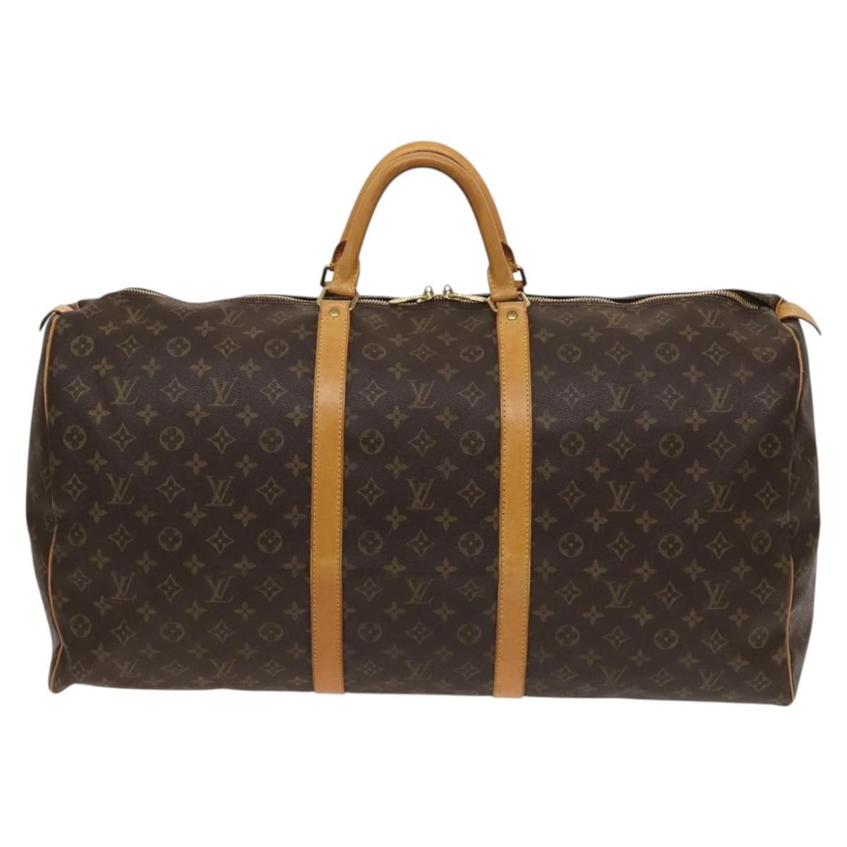 Louis Vuitton Keepall Bag Monogram Canvas, BROWN, CANVAS, Travel bag