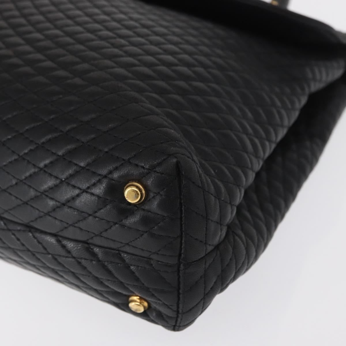 Bally Vintage Handbag Quilted Leather, BLACK, LEATHER, Handbag