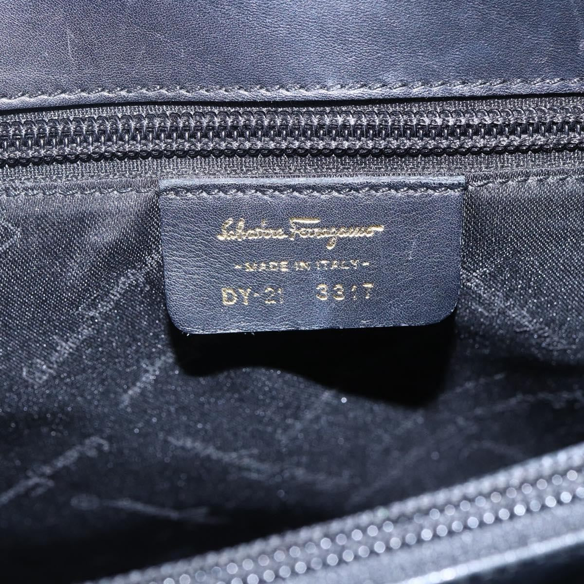 Salvatore Ferragamo Gancini handbag Leather, BLACK, LEATHER, Handbag