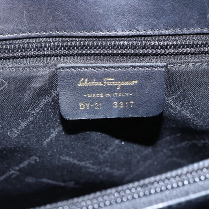 Salvatore Ferragamo Gancini handbag Leather, BLACK, LEATHER, Handbag