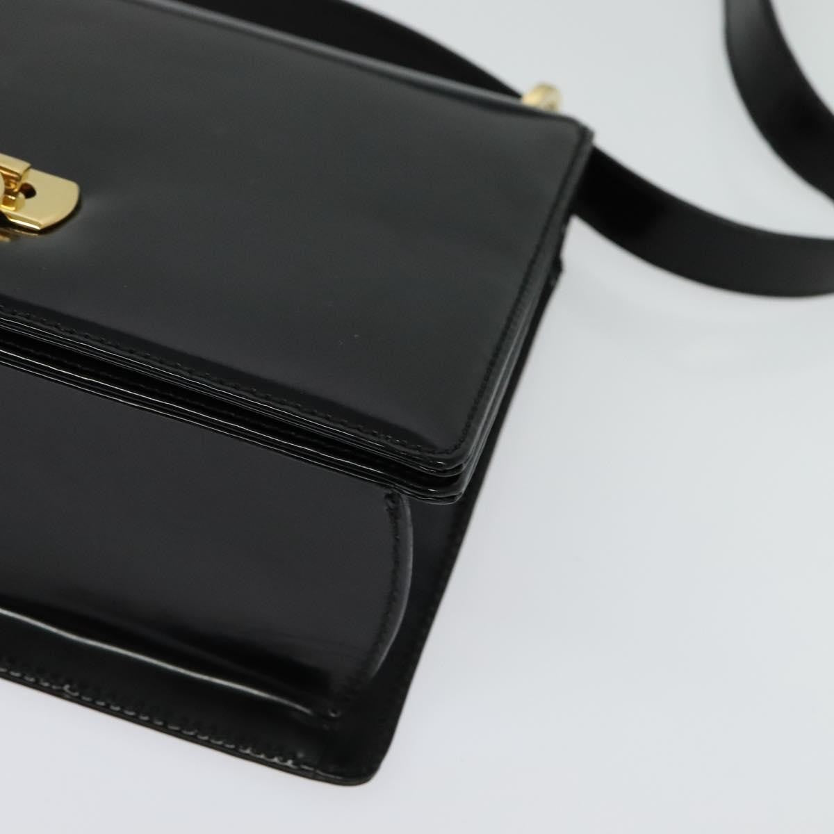 Salvatore Ferragamo Gancini Shoulder Bag Patent Leather, BLACK, PATENT_LEATHER, Shoulder bag