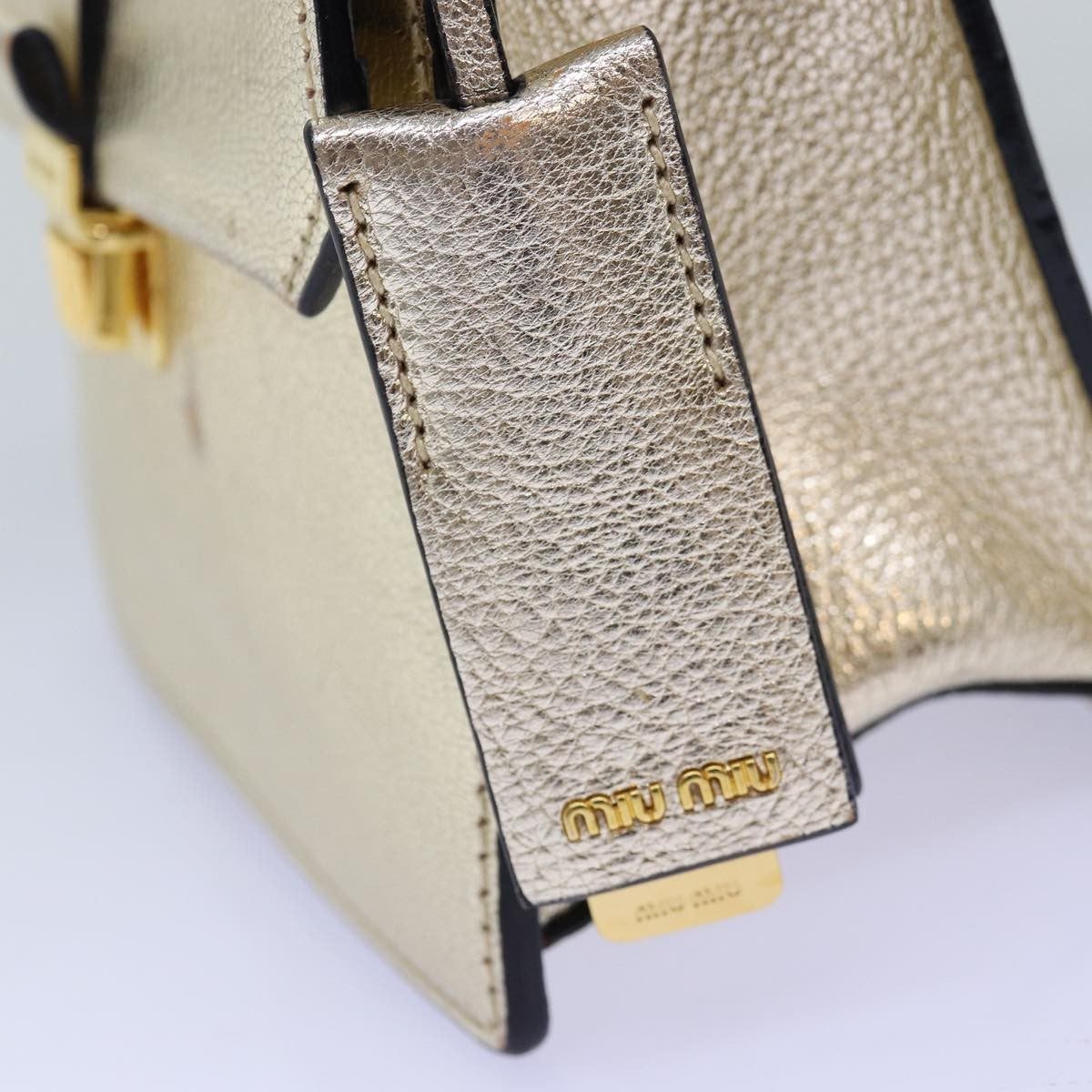 Miu Miu Madras Convertible Compartment Top Handle Bag Leather, GOLD, LEATHER, Handbag