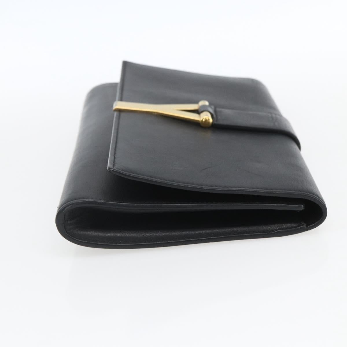 Saint Laurent Chyc Clutch Leather, BLACK, LEATHER, Clutche & pouche