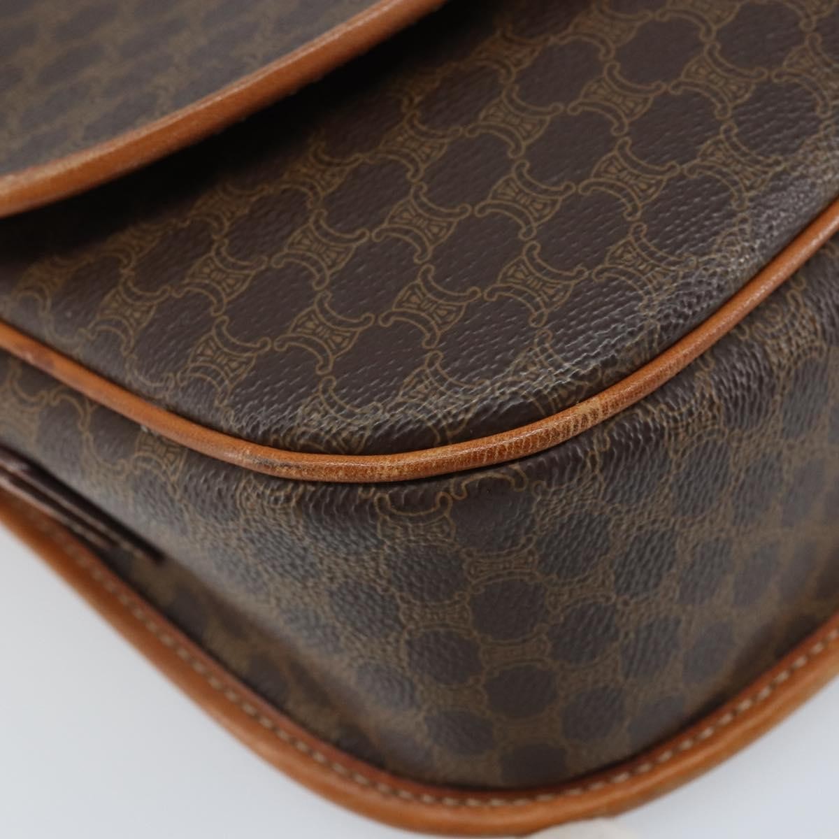Celine Vintage Macadam Shoulder Bag Canvas and Leather, BROWN, CANVAS, Shoulder bag