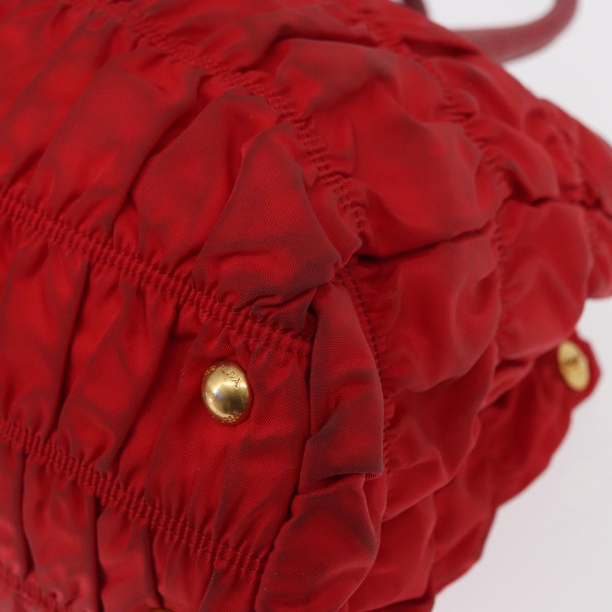 Prada Gaufre Convertible Tote Leather and Tessuto, RED, NYLON, Handbag