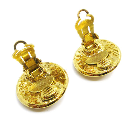 Chanel Vintage CC Round Clip-On Earrings Metal, GOLD, GOLD_PLATED, Earrings