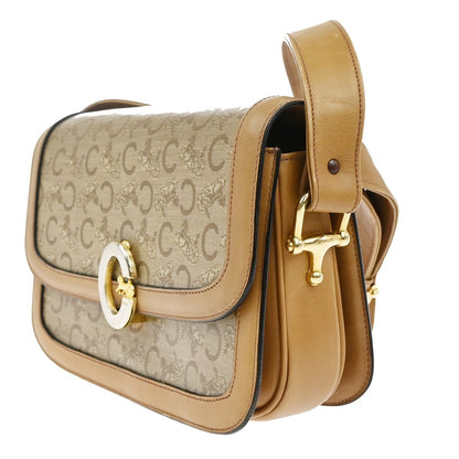 Celine Vintage Horse Carriage C Macadam Shoulder Bag Canvas and Leather, BEIGE, CANVAS, Shoulder bag