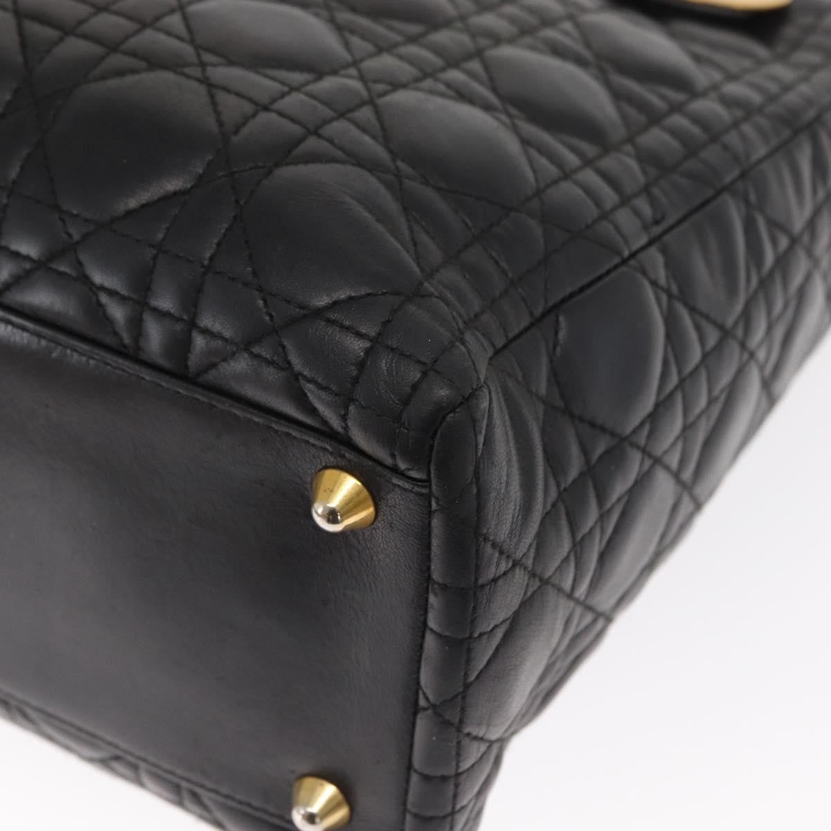 Christian Dior Lady Dior Bag Leather, BLACK, LEATHER, Handbag